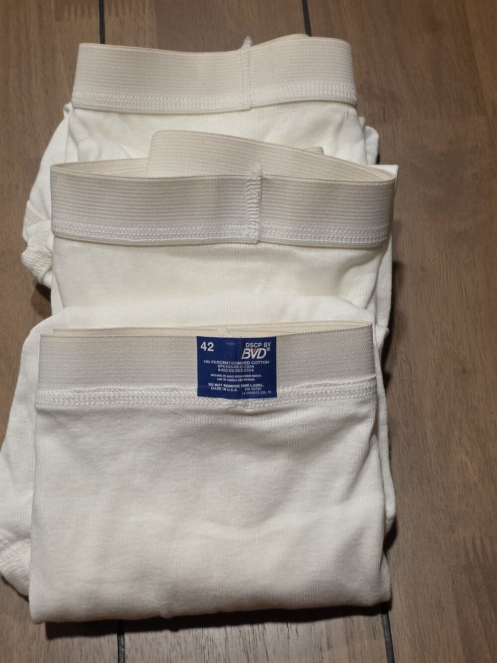 Vintage BVD Size 42 Men's Briefs 3 Pack Underwear Made In USA Combed Cotton